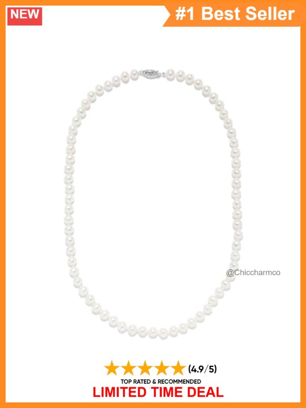 .925 Sterling Silver Freshwater Pearl Strand Necklace 18 inch Princess Length